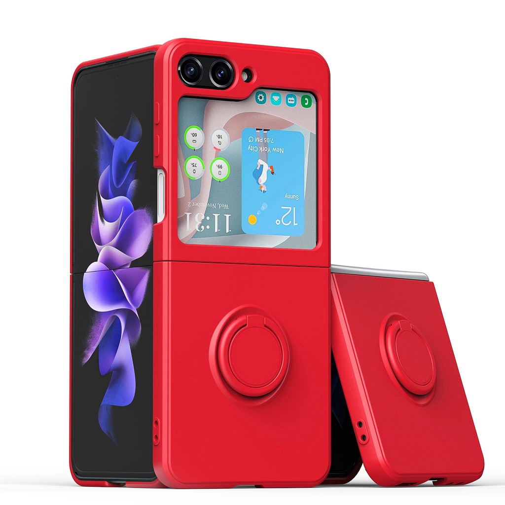 เคสโทรศัพท์มือถือ-แบบบาง-พร้อมแหวนขาตั้ง-สีมาการอง-สําหรับ-samsung-galaxy-z-flip5-z-flip-5-flip-z-5