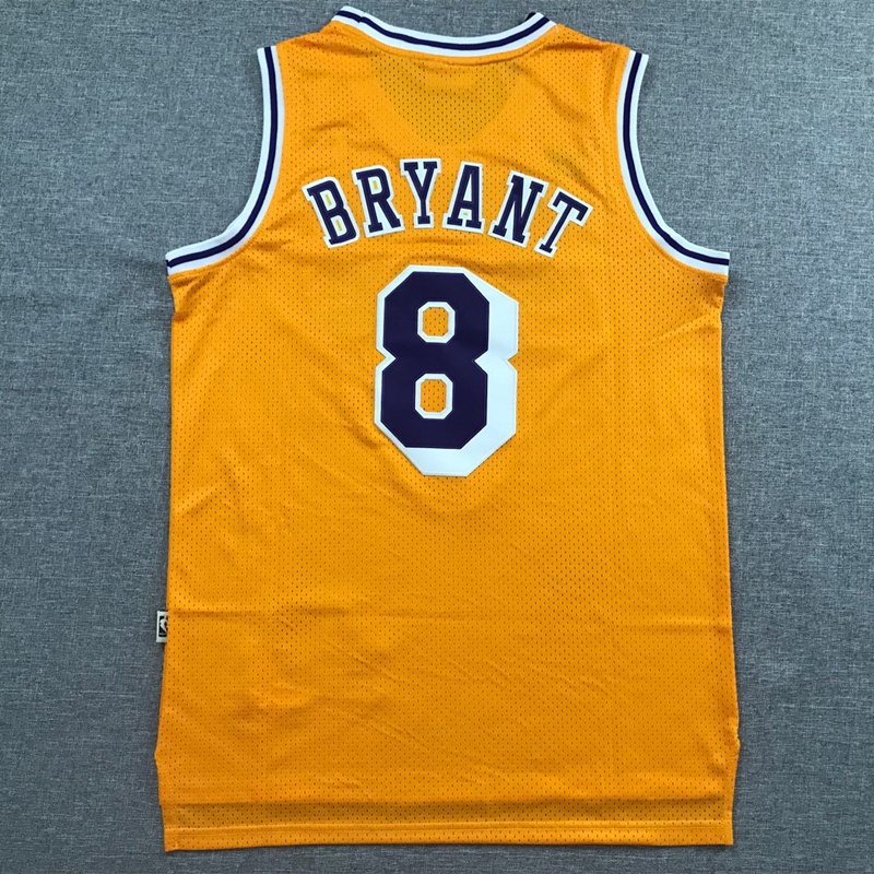 เสื้อกีฬาบาสเก็ตบอล-ลายทีม-nba-los-angeles-lakers-no-8-kobe-bryant-สีเหลือง-963037