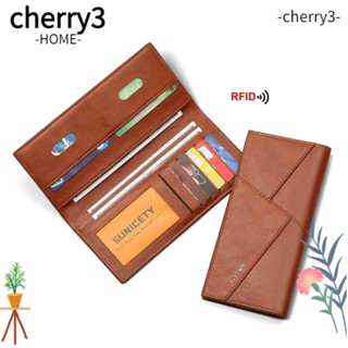 Cherry3 กระเป๋าใส่บัตรหนัง PU กันขโมย ความจุขนาดใหญ่ สําหรับผู้ชาย