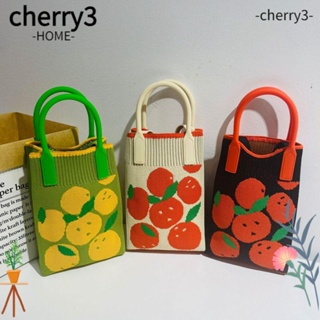 Cherry3 กระเป๋าถือ กระเป๋าช้อปปิ้ง ผ้าถัก แฮนด์เมด ความจุสูง ขนาดเล็ก สําหรับผู้หญิง