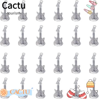 Cactu จี้สร้อยคอ รูปเครื่องดนตรี กีตาร์ แฮนด์เมด สีเงิน อุปกรณ์เสริม