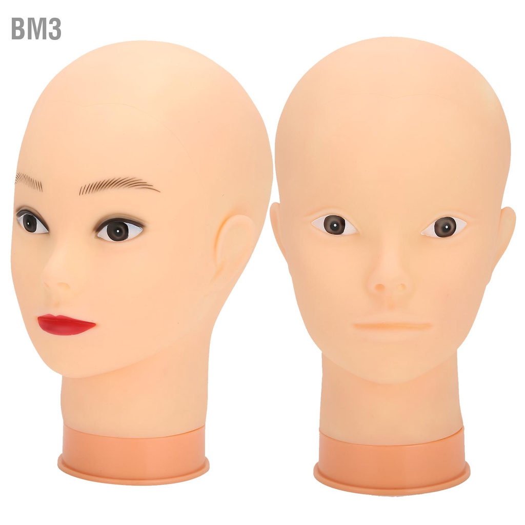 bm3-หมวกวิกผมแสดงหัวนางแบบฝึกแต่งหน้าหัวล้านหัวนางแบบ-ฐานสีชมพู