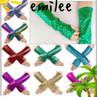 Emilee ปลอกแขน, ถุงมือคอสเพลย์ ยาว ไม่มีนิ้ว เกล็ดปลา สีสันสดใส, ถุงมือคอสเพลย์ แฟชั่น สําหรับผู้ใหญ่