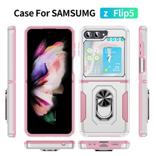 เคสโทรศัพท์มือถือ กันกระแทก พร้อมแหวนขาตั้ง และหัวเข็มขัด สําหรับ Samsung Galaxy Z Flip 5 Z Flip5 Flip Z 5