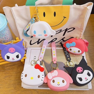 พวงกุญแจซิลิโคน จี้การ์ตูน My Melody Cinnamoroll Purin Kuromi Hello Kitty สําหรับห้อยกระเป๋า กุญแจรถยนต์