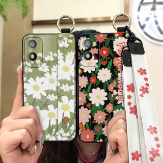 ring Lanyard Phone Case For Itel A18/Tecno POP6C Dirt-resistant Fashion Design Silicone Kickstand flower Anti-dust Back Cover