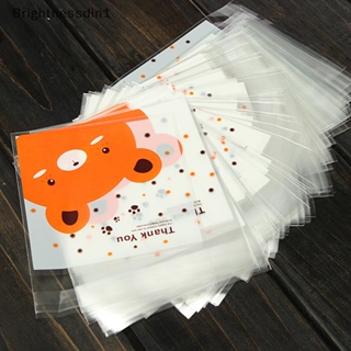 [Brightnessdin1] รูปหมี 100 ชิ้น ถุงกระดาษแก้ว มีกาวในตัว สไตล์บูติก สําหรับใส่ขนมคุกกี้ ลูกอม ของขวัญ งานแต่งงาน วันเกิด