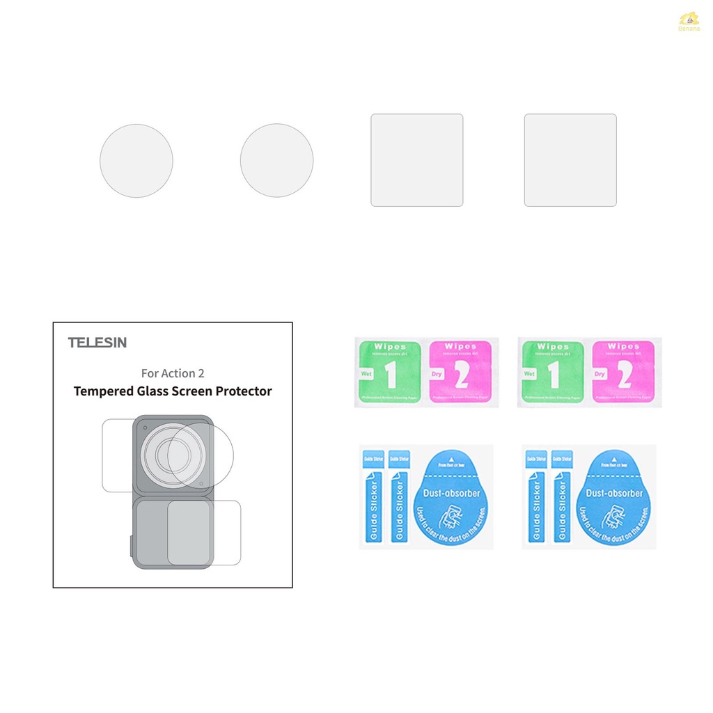 banana-pie-telesin-oa-flm-001-ฟิล์มกระจกนิรภัยกันรอยหน้าจอ-พร้อมฟิล์มกันรอยเลนส์-2-ชิ้น-และฟิล์มกันรอยหน้าจอ-แบบเปลี่ยน-สําหรับ-dji-action-2