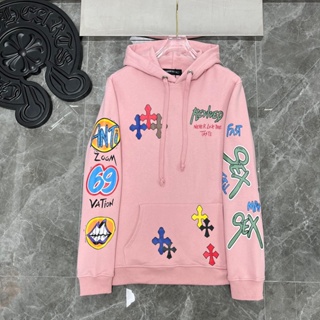 LGPR Chrome Hearts 2023 autumn and winter New Sanskrit hand-painted graffiti letter printing hooded sweater loose fashion all-match mens and womens same style