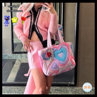 [Xiao Sang] กระเป๋าถือ กระเป๋าสะพายไหล่ ความจุขนาดใหญ่ สีชมพู เข้ากับทุกการแต่งกาย