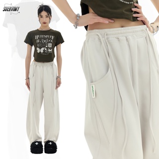 SOERVIMY กางเกงขายาว กางเกงเอวสูง สไตล์เกาหลี แฟชั่น 2023 NEW A90M0B6