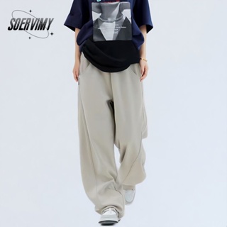 SOERVIMY กางเกงขายาว กางเกงเอวสูง สไตล์เกาหลี แฟชั่น 2023 NEW A90M0B8