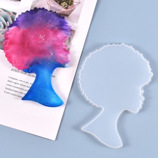 Chk แม่พิมพ์ซิลิโคนเรซิ่น รูปหัวผู้หญิง สีดํา สําหรับทําที่รองแก้วคริสตัล DIY