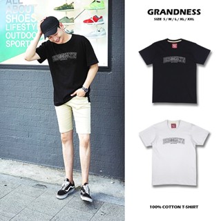 [S-5XL]Grandness เสื้อยืดลายกราฟิก รุ่น GN201-02 ( สีดำ/สีขาว )