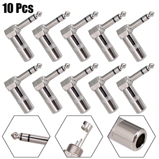 New Arrival~Right Angle Plug Plugs Silver 1/4 In 10PCS 6.35mm Adaptors Audio Cable