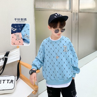 Childrens Long Sleeve Sweater Boys Coat Letter Printing Blue Korean Autumn Fashion