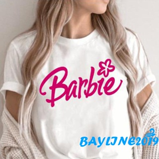 Bay- เสื้อยืดลําลอง แขนสั้น พิมพ์ลายตัวอักษร Balbie ทรงหลวม แนวสตรีท เหมาะกับฤดูร้อน สําหรับสตรี