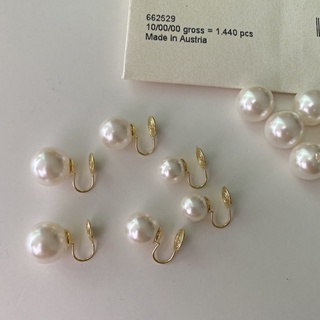 "popular style" big round bright light Shijia pearl earring temperament retro mosquito incense plate ear clip female no ear hole