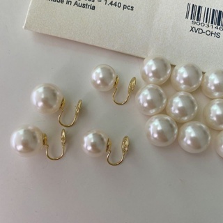"popular style" big round bright light Shijia pearl earring temperament retro mosquito incense plate ear clip female no ear hole