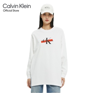 CALVIN KLEIN เสื้อยืดผู้หญิง ทรง Relaxed  รุ่น J220126 YAF - สีขาว