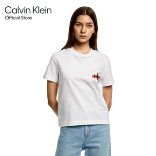 CALVIN KLEIN เสื้อยืดผู้หญิง ทรง  Regular   รุ่น J220492 YAF - สีขาว