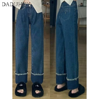 DaDuHey🎈 American Style New Womens Jeans High Waist Wide Leg Casual Hiphop High Street Straight-Leg Pants