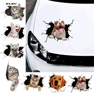 Klnu 【18*24 ซม.】สติกเกอร์กระจก ลายแมวน่ารัก 3D สําหรับติดตกแต่งผนังบ้าน รถยนต์ รถจักรยานยนต์ กระเป๋าเดินทาง เครื่องซักผ้า