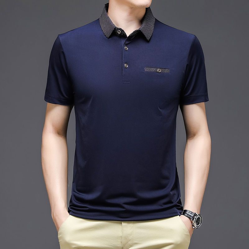 spot-pocket-polo-shirt-mens-middle-aged-father-wear-2023-summer-new-embroidered-standard-solid-color-short-sleeved-t-shirt-mens-business-bottom-shirt-really-thin-mens-clothes