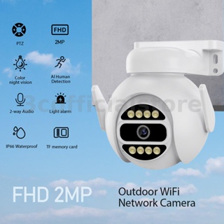 กล้องเครือข่าย WiFi 2MP Full HD PTZ มองเห็นกลางคืน ตรวจจับมนุษย์ เสียง 2 ทาง IP66 สําหรับกลางแจ้ง