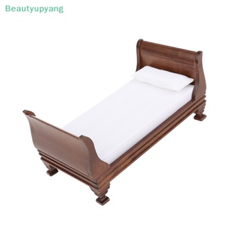 [Beautyupyang] เฟอร์นิเจอร์เตียงเดี่ยว ขนาดเล็ก สําหรับบ้านตุ๊กตา 1:12