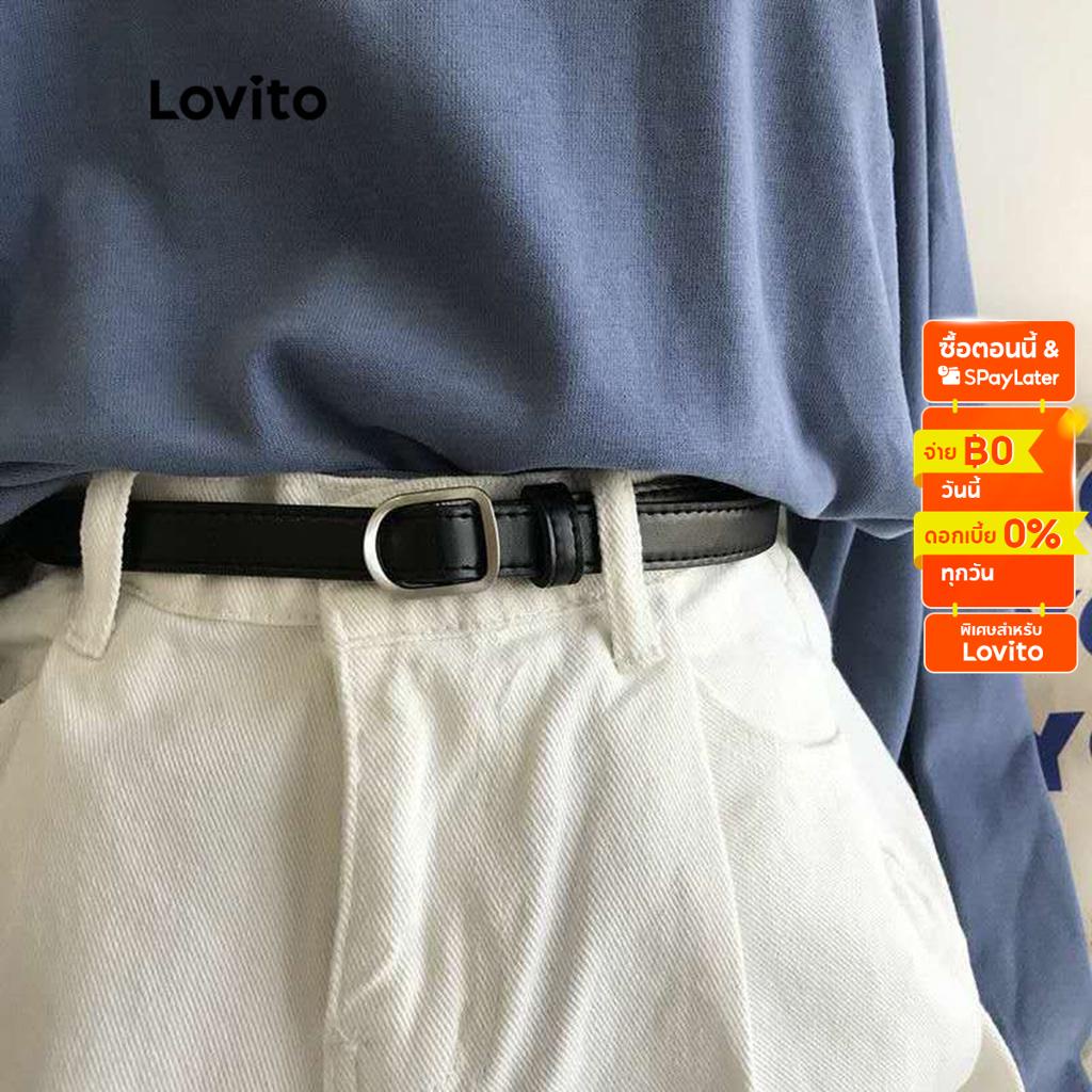 ภาพหน้าปกสินค้าLovito เข็มขัดลำลอง สีพื้น เบสิก สำหรับสตรี L38ED003 (น้ำตาลมอคค่า/ดำ)