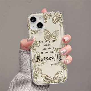 ผีเสื้อจางหาย ถุงลมนิรภัย เคสไอโฟน Compatible for iPhone 11 14 13 12 15 Pro Max 7 8 SE XR 11Pro 14 15 Plus X XS max