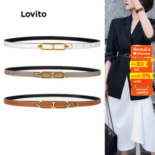 สินค้า Lovito เข็มขัด แบบใช้ได้สองด้าน ปรับรูเข็มขัดได้ เบสิก สไตล์ลำลอง สำหรับผู้หญิง L46ED016 (สีน้ำตาล/สีกากีอ่อน/สีขาว)