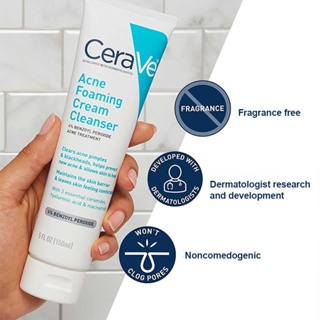  (READY STOCK) CeraVe Facial Cleanser 4% Benzoyl Peroxide Cleansing, Acne Removing, Anti Acne Removing, and Blackhead Removing 150ml