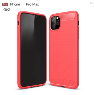 [พร้อมส่ง] เคสป้องกันโทรศัพท์มือถือ TPU คาร์บอนไฟเบอร์ กันลื่น กันรอยนิ้วมือ กันรอยขีดข่วน สําหรับ iPhone 11 Pro Max