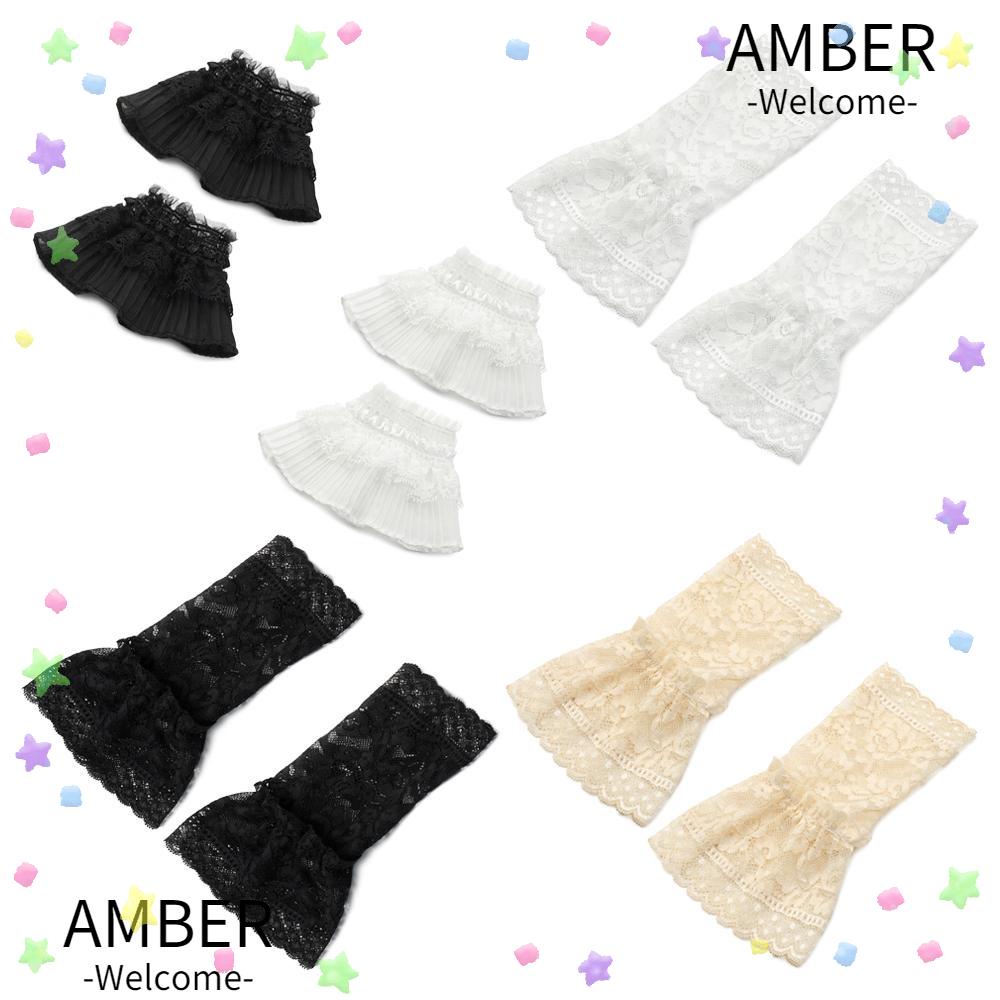 amber-ปลอกแขนปลอม-ลูกไม้-ป้องกันแดด-แผลเป็น-1-คู่