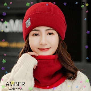 Amber หมวกผ้าพันคอ ผ้ากํามะหยี่ กันลม แฟชั่นฤดูใบไม้ร่วง ฤดูหนาว สําหรับขี่จักรยาน