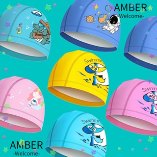 Amber หมวกว่ายน้ําเด็ก ฟรีไซซ์ กีฬา ผมยาว ปกป้องสระว่ายน้ํา หมวกอาบน้ํา