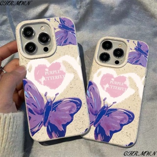 เคสโทรศัพท์มือถือ ลายภาพวาดสีน้ํามัน รูปผีเสื้อ สีม่วง สําหรับ Apple Iphone 15 14 13pro 12 11xsmax xr TGK7