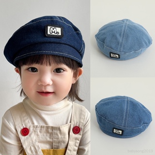 หมวกเบเร่ต์ ผ้ายีน สไตล์ญี่ปุ่น แฟชั่นฤดูใบไม้ร่วง สําหรับเด็กผู้ชาย และเด็กผู้หญิง อายุ 3-8 ปี