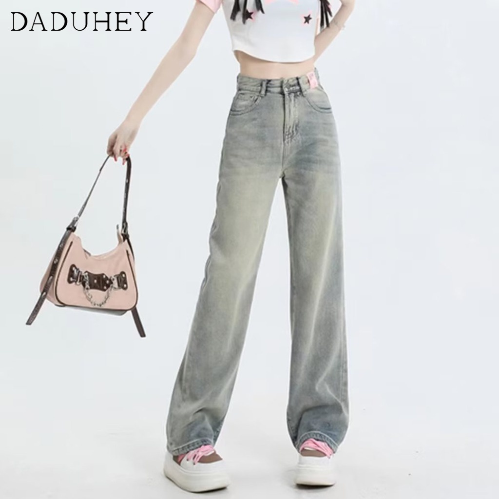 daduhey-womens-american-style-yellow-mud-color-jeans-high-street-hiphop-design-straight-slimming-pants