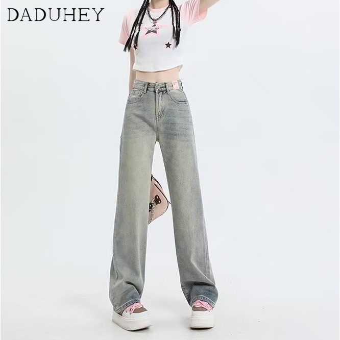 daduhey-womens-american-style-yellow-mud-color-jeans-high-street-hiphop-design-straight-slimming-pants