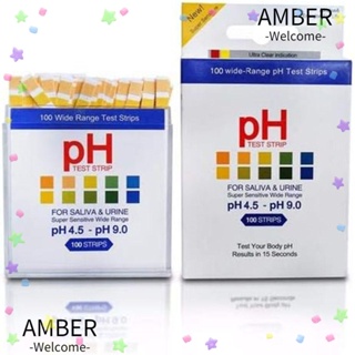 Amber แถบกระดาษทดสอบค่า pH ความแม่นยําสูง 100ct 4.5-9.0 ขนาดกะทัดรัด สําหรับทดสอบค่า pH ร่างกาย และความเป็นด่าง