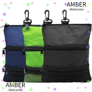 Amber กระเป๋าใส่ลูกกอล์ฟ 3 ช่อง มีซิป แบบพกพา พร้อมตะขอ คุณภาพสูง