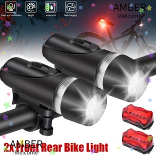 Amber ไฟฉาย LED กันน้ํา สําหรับติดด้านหน้า และด้านหลังรถจักรยาน 2 ชิ้น
