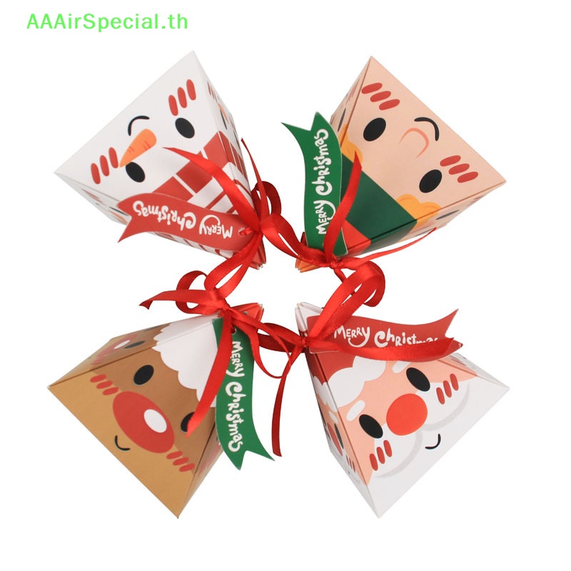 aaairspecial-กล่องกระดาษ-ทรงสามเหลี่ยม-ลายซานตาคลอส-สําหรับใส่คุกกี้-ลูกอม-10-ชิ้น