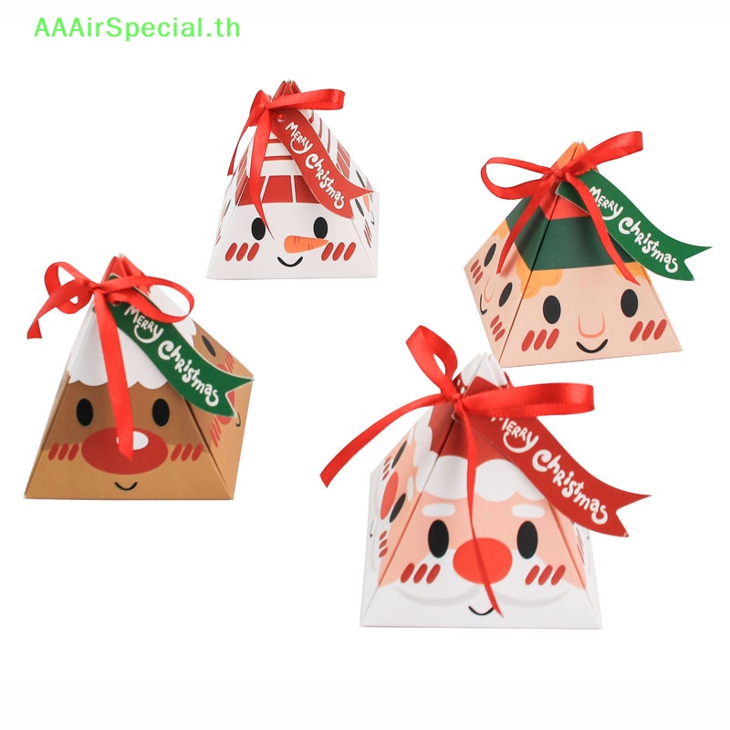 aaairspecial-กล่องกระดาษ-ทรงสามเหลี่ยม-ลายซานตาคลอส-สําหรับใส่คุกกี้-ลูกอม-10-ชิ้น