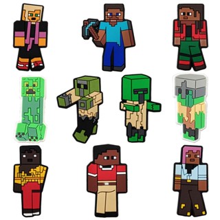 การ์ตูน Minecraft Jibitz Croc Game Jibbits Charm Alex ที่เสียบรองเท้า Pin Minecraft Box Jibits Crocks สําหรับผู้หญิง อุปกรณ์เสริมตกแต่งรองเท้า