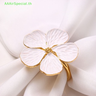 Aaairspecial แหวนผ้าเช็ดปาก ลายดอกไม้ ดอกพลัม 5 กลีบ สําหรับงานแต่งงาน TH