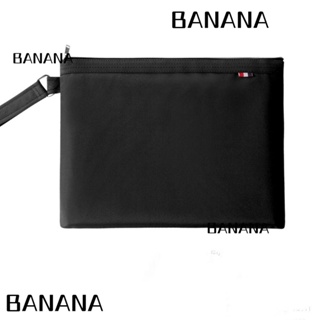 Banana1 กระเป๋าโฟลเดอร์ มีซิป ขนาด A4 สีดํา สําหรับใส่เอกสาร เหมาะกับการพกพาเดินทาง